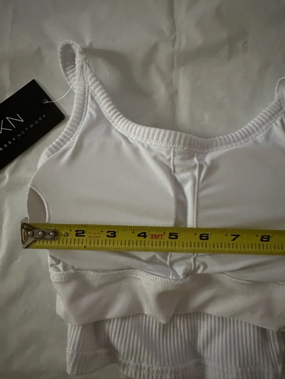 Klassy Network White Ribbed Cropped Cami - Picture 7 of 8